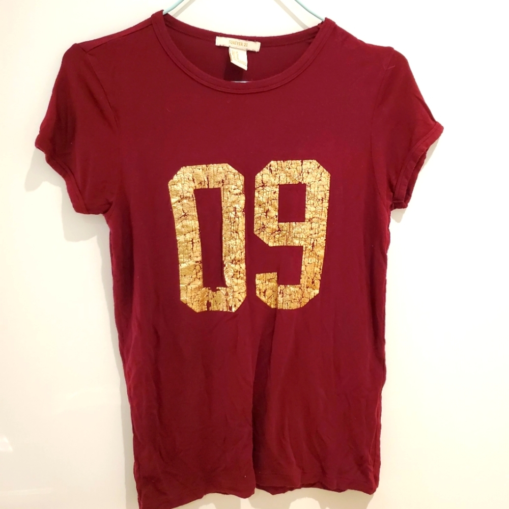 Forever 21 Burgundy and Gold Tee